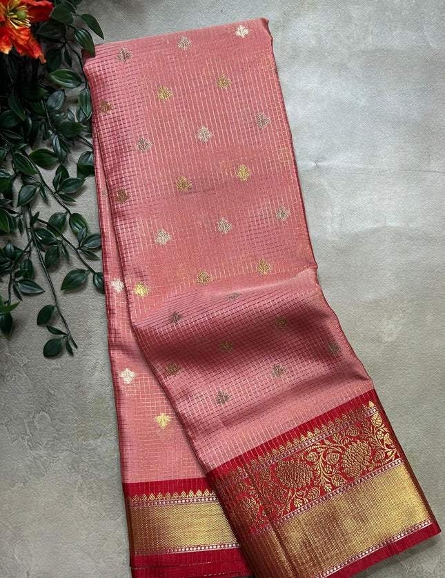 Pastel pink small semi Kanchi-105 saree