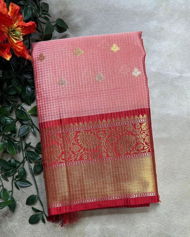 Pastel pink small semi Kanchi-105 saree