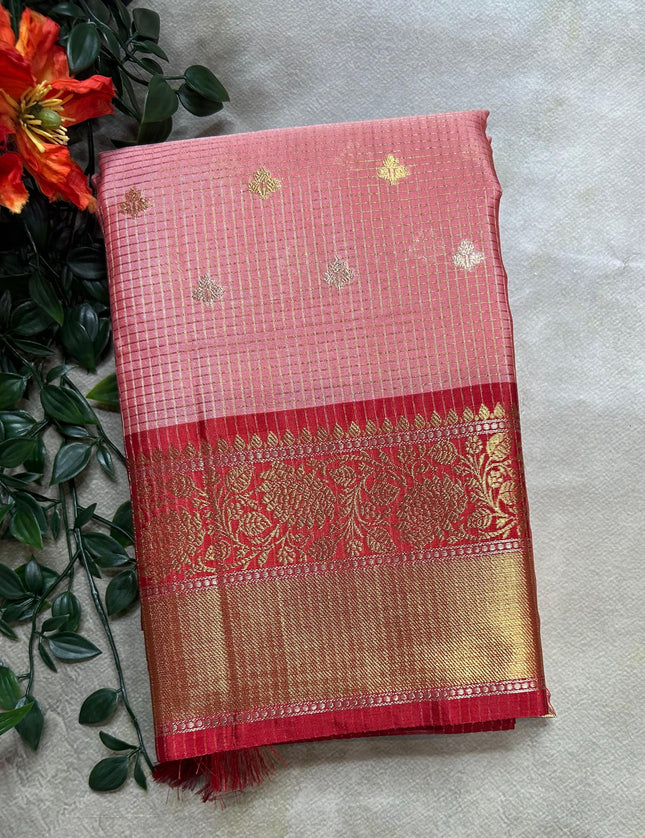 Pastel pink small semi Kanchi-105 saree