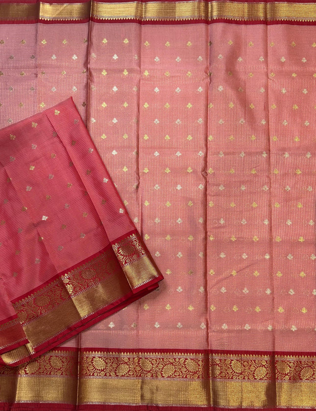 Pastel pink small semi Kanchi-105 saree