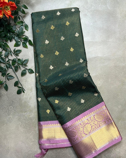 Bottle green small semi Kanchi-105 saree