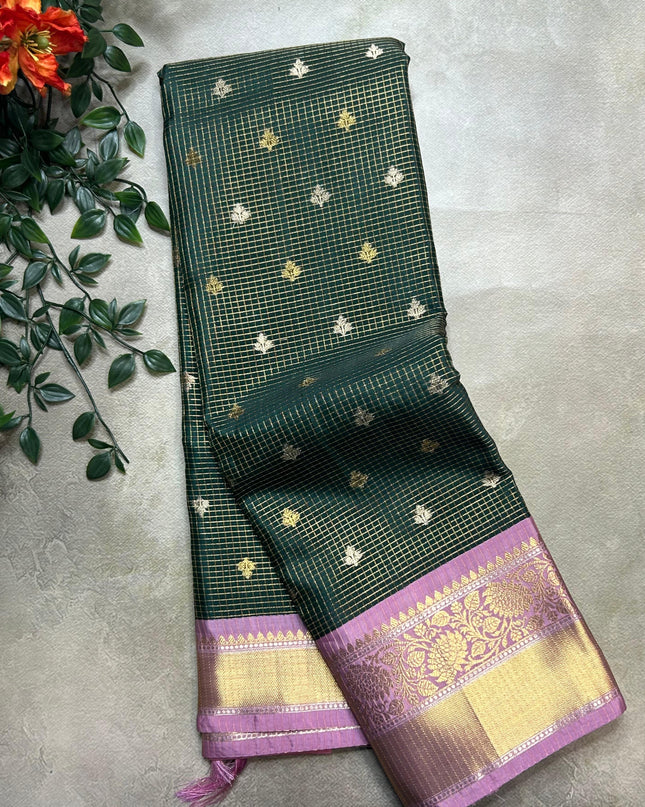 Bottle green small semi Kanchi-105 saree