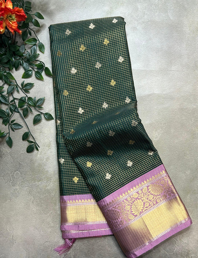 Bottle green small semi Kanchi-105 saree