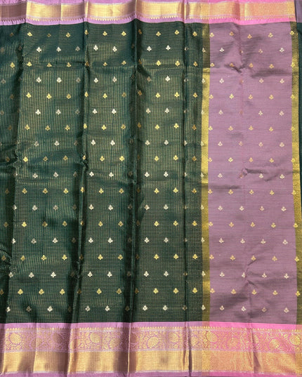 Bottle green small semi Kanchi-105 saree