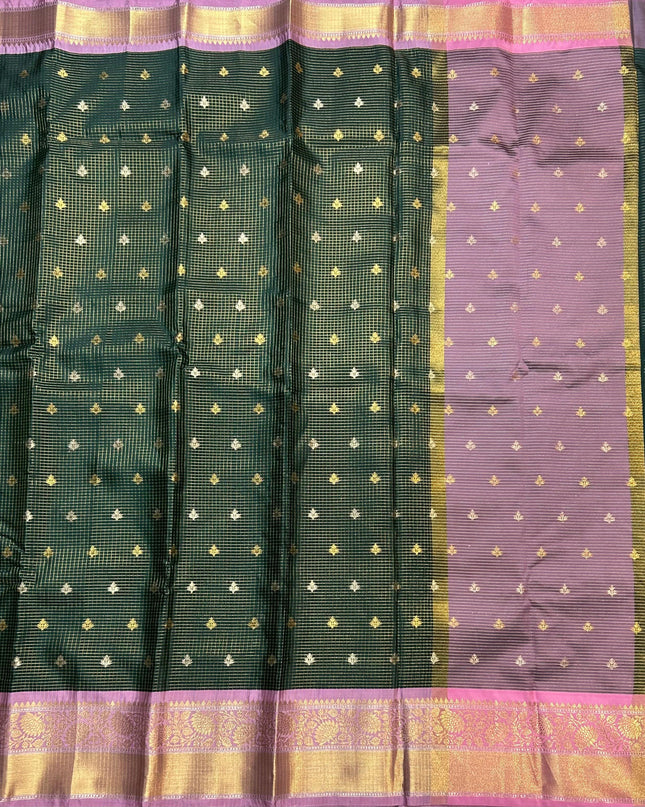 Bottle green small semi Kanchi-105 saree