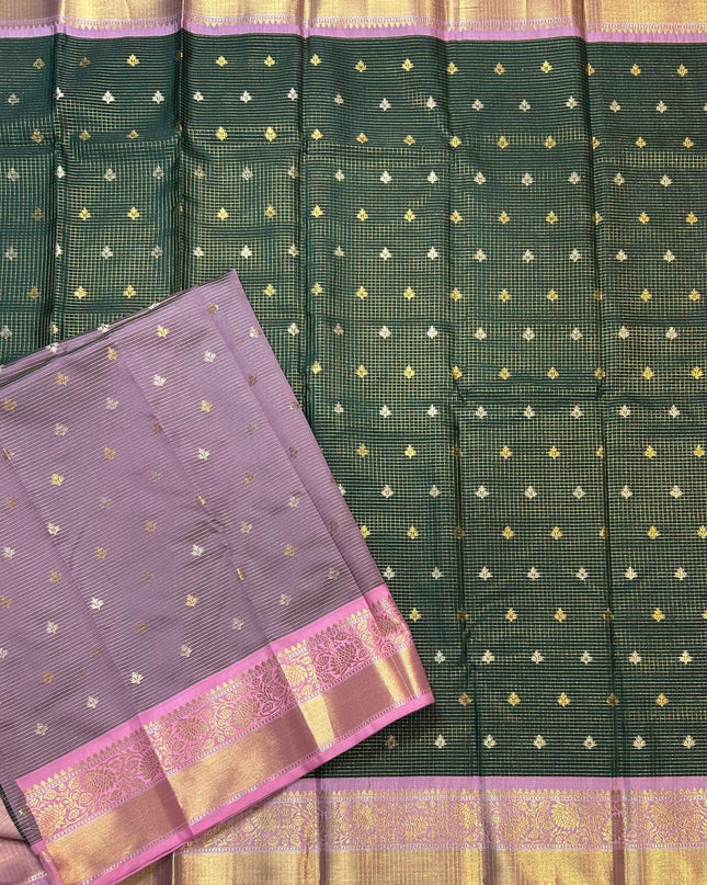 Bottle green small semi Kanchi-105 saree