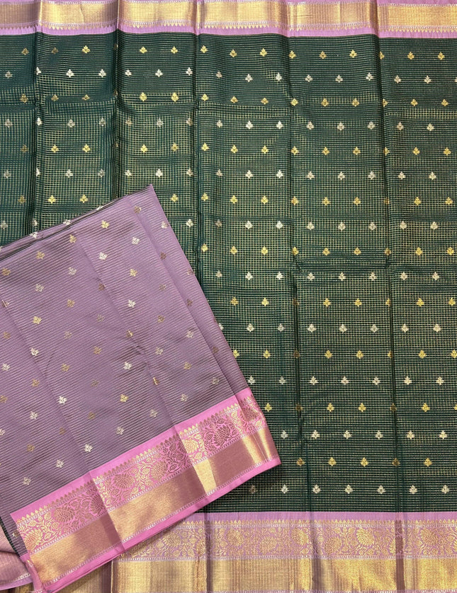 Bottle green small semi Kanchi-105 saree
