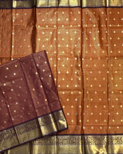 Rust orange small butta semi Kanchi-105 saree