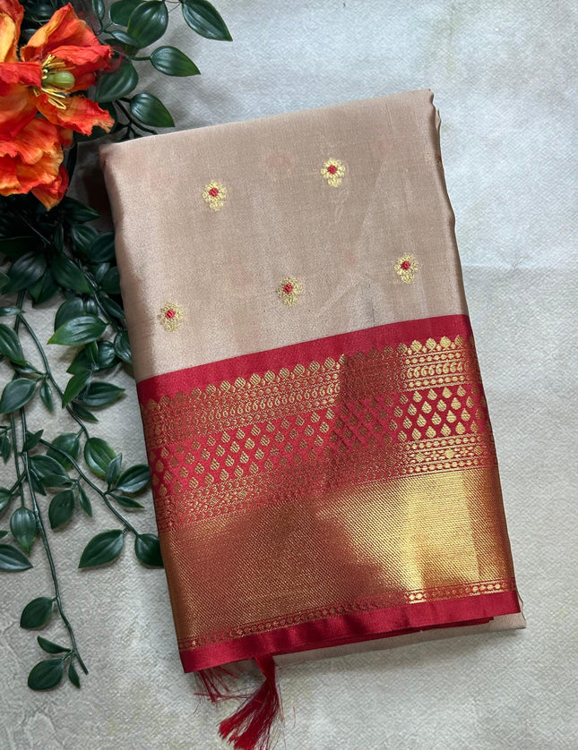 Beige small semi Kanchi-105 saree