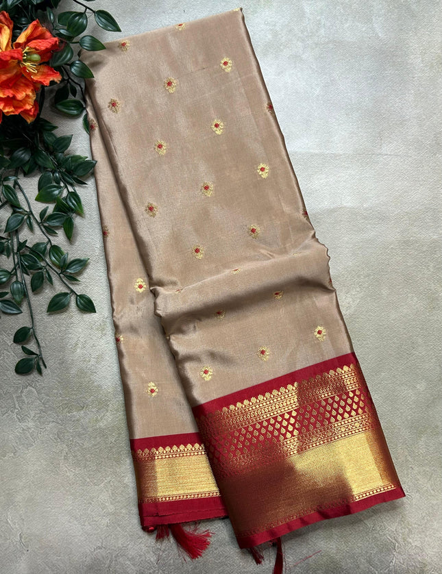 Beige small semi Kanchi-105 saree