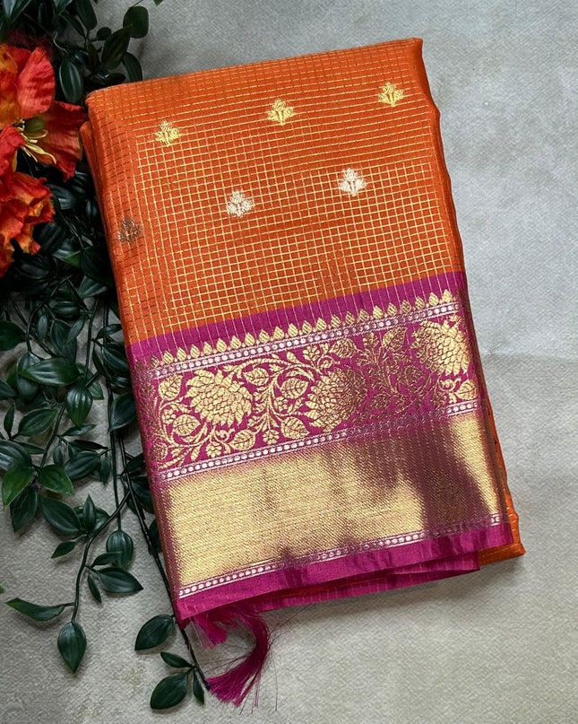 Orange small semi Kanchi-105 saree
