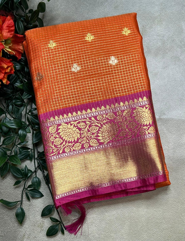 Orange small semi Kanchi-105 saree