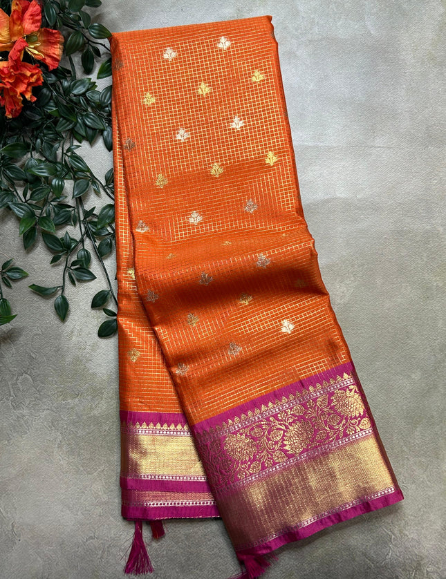 Orange small semi Kanchi-105 saree