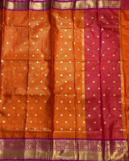 Orange small semi Kanchi-105 saree