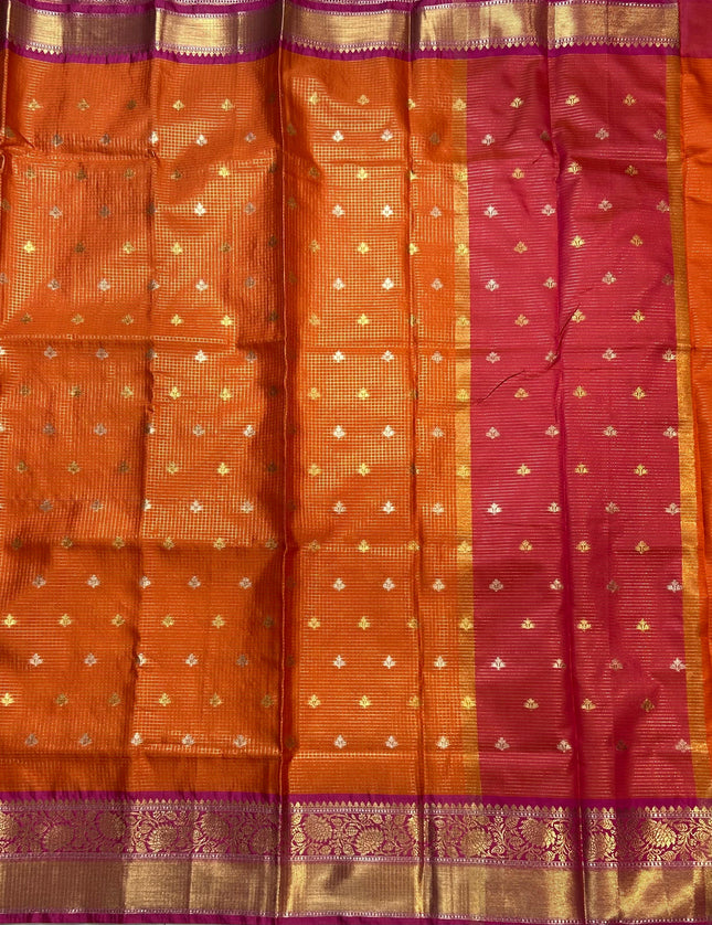 Orange small semi Kanchi-105 saree