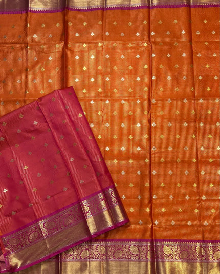Orange small semi Kanchi-105 saree