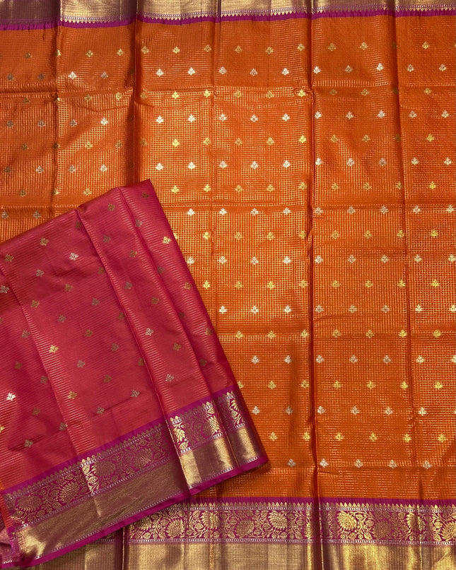 Orange small semi Kanchi-105 saree