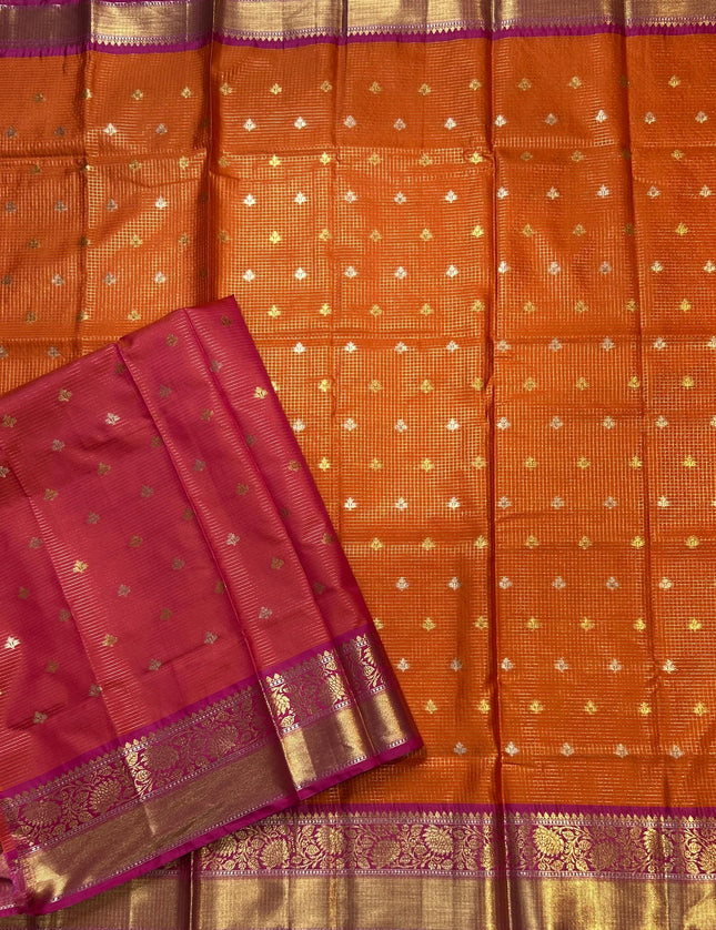 Orange small semi Kanchi-105 saree