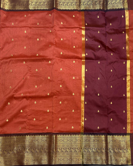 Rust orange small butta chanderi saree -105 saree