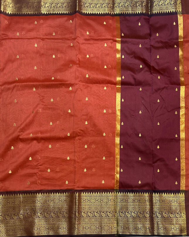 Rust orange small butta chanderi saree -105 saree