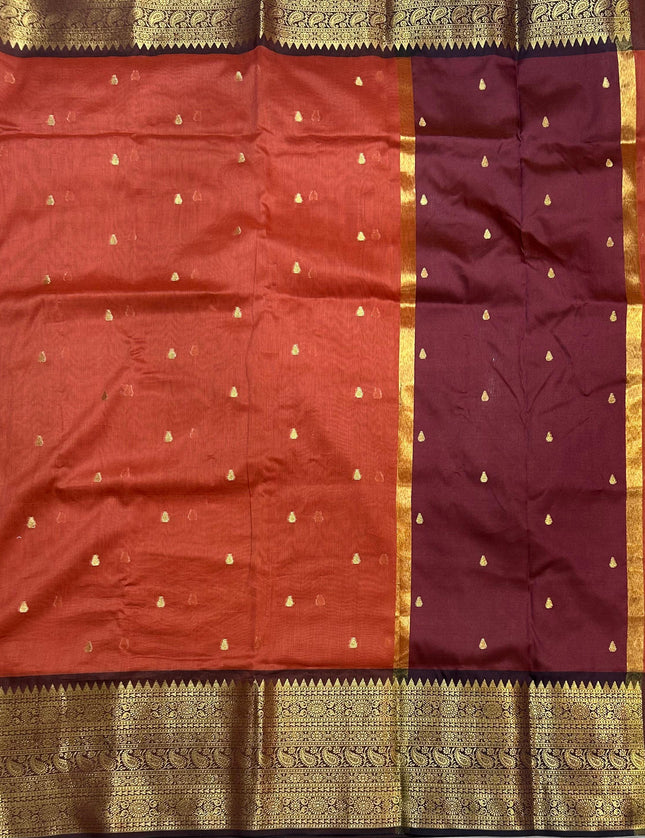 Rust orange small butta chanderi saree -105 saree
