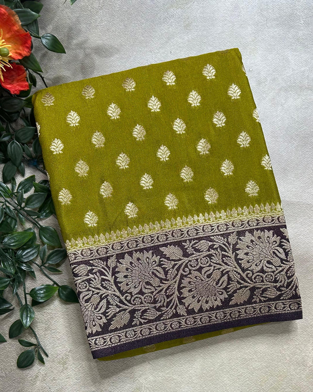 Mehendi green n black 2 semi georgette SG105  saree