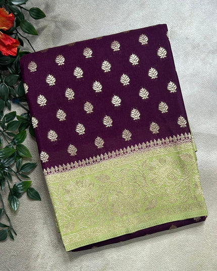 Wine n pastel green 2 semi georgette SG105 saree
