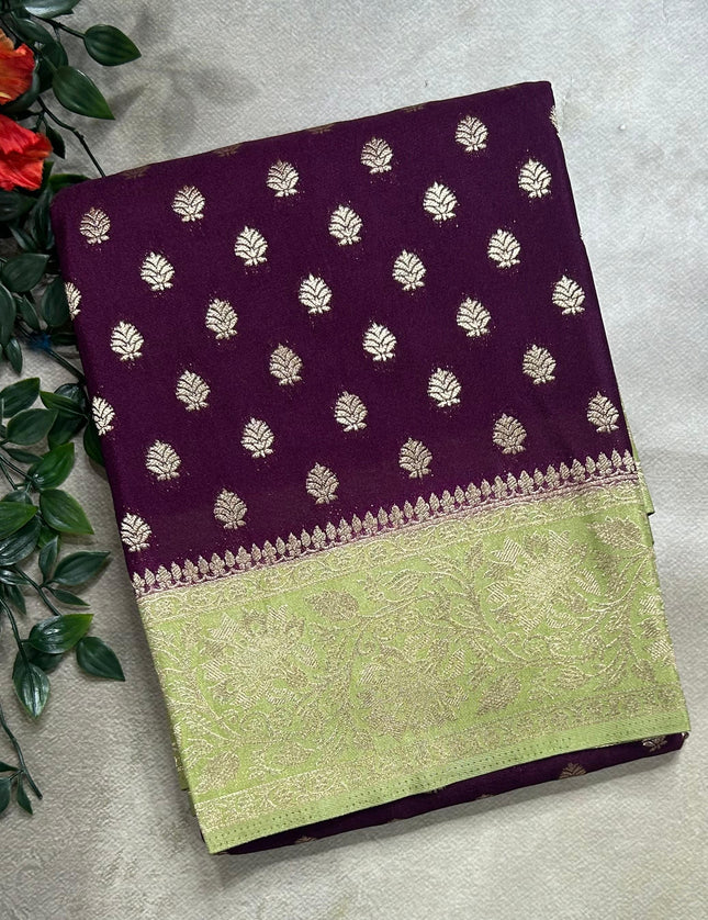 Wine n pastel green 2 semi georgette SG105 saree