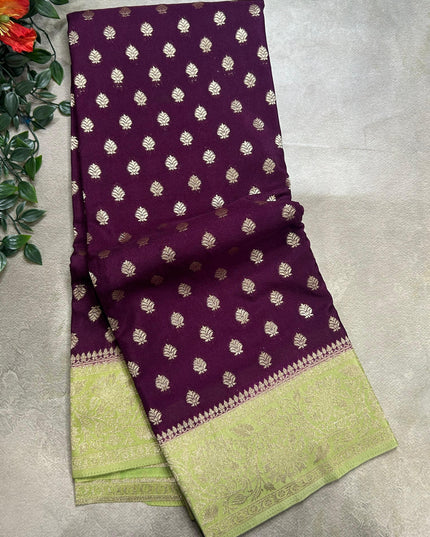 Wine n pastel green 2 semi georgette SG105 saree