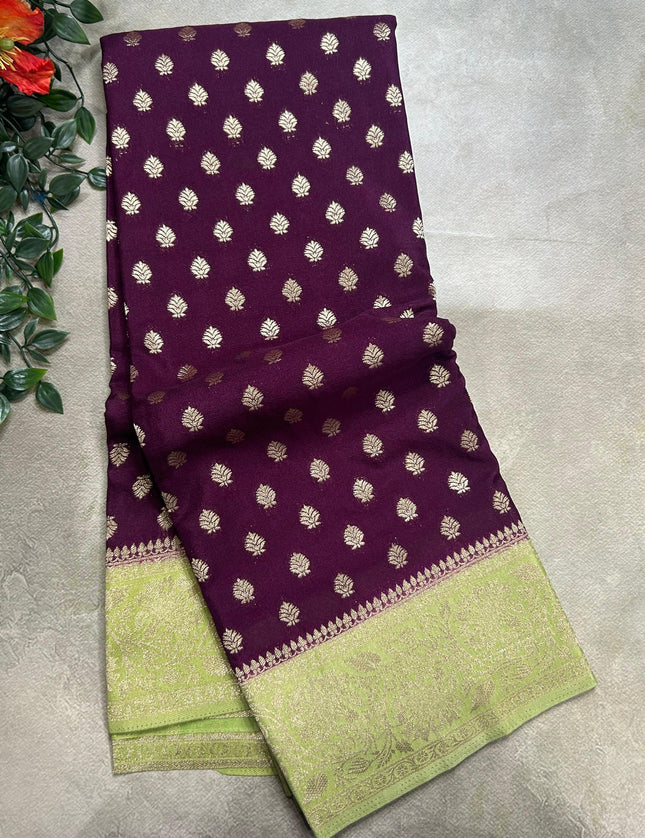 Wine n pastel green 2 semi georgette SG105 saree