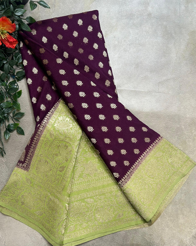 Wine n pastel green 2 semi georgette SG105 saree