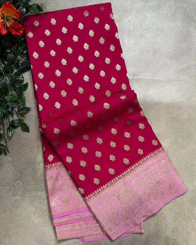 Rani pink n light pink 2 semi georgette SG105  saree