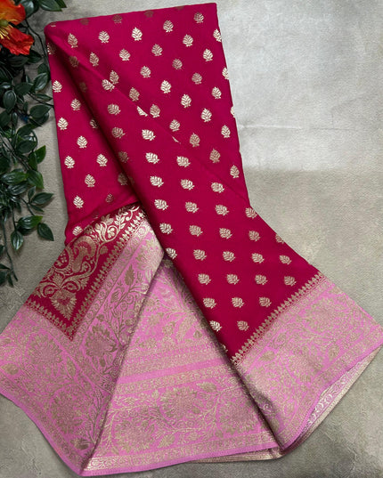 Rani pink n light pink 2 semi georgette SG105  saree