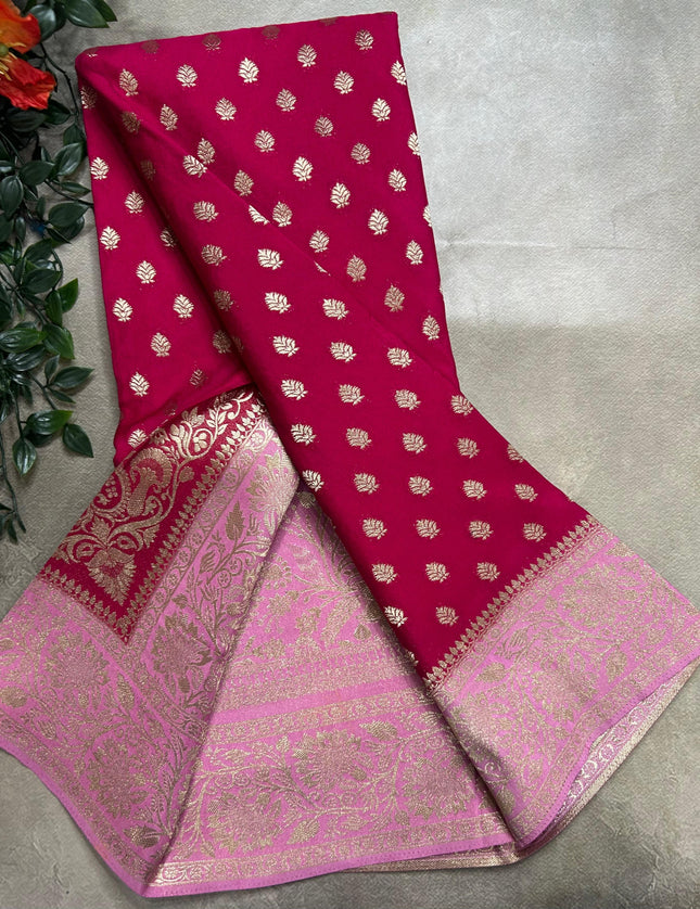 Rani pink n light pink 2 semi georgette SG105  saree