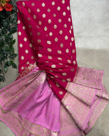 Rani pink n light pink 2 semi georgette SG105  saree