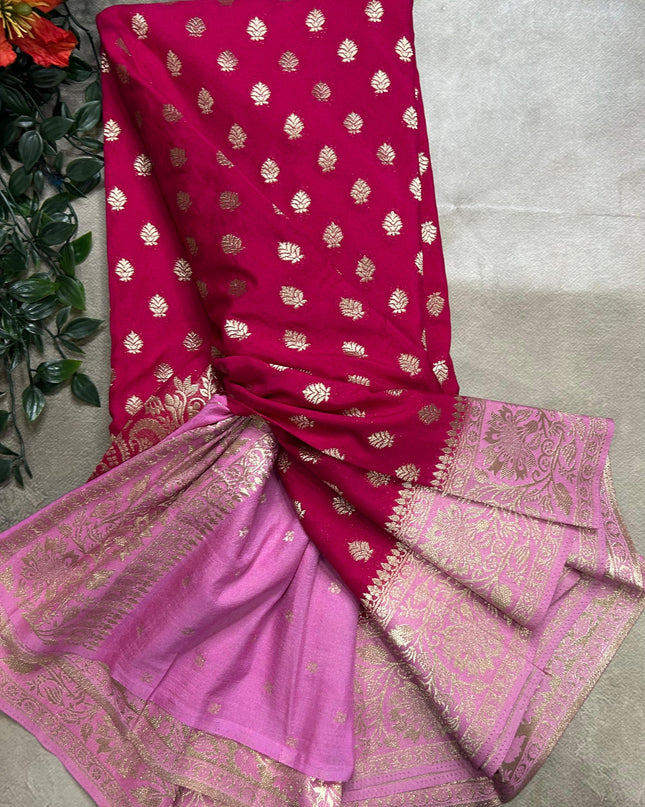 Rani pink n light pink 2 semi georgette SG105  saree