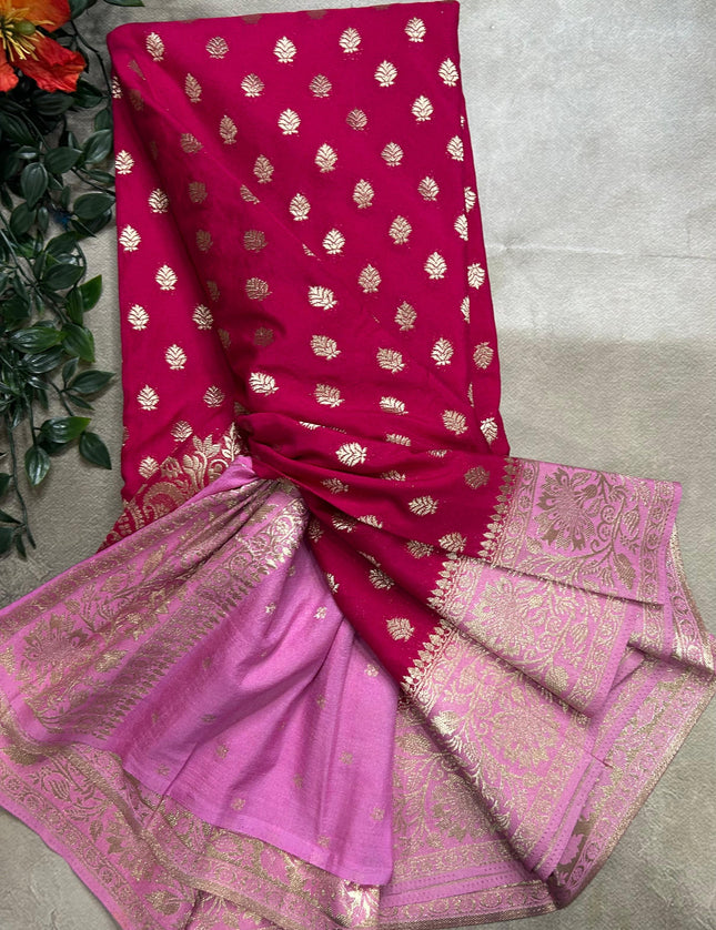 Rani pink n light pink 2 semi georgette SG105  saree