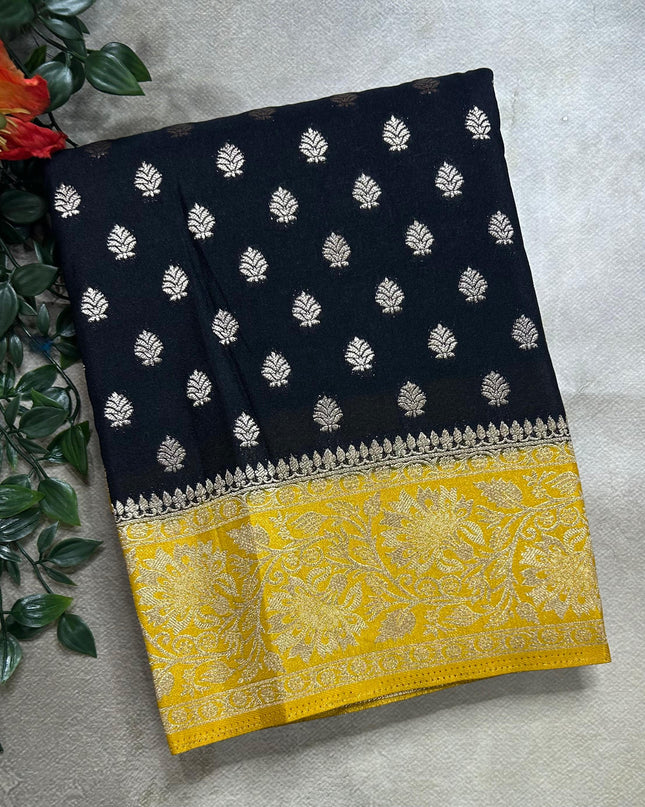 Black n yellow  2 semi georgette SG105  saree