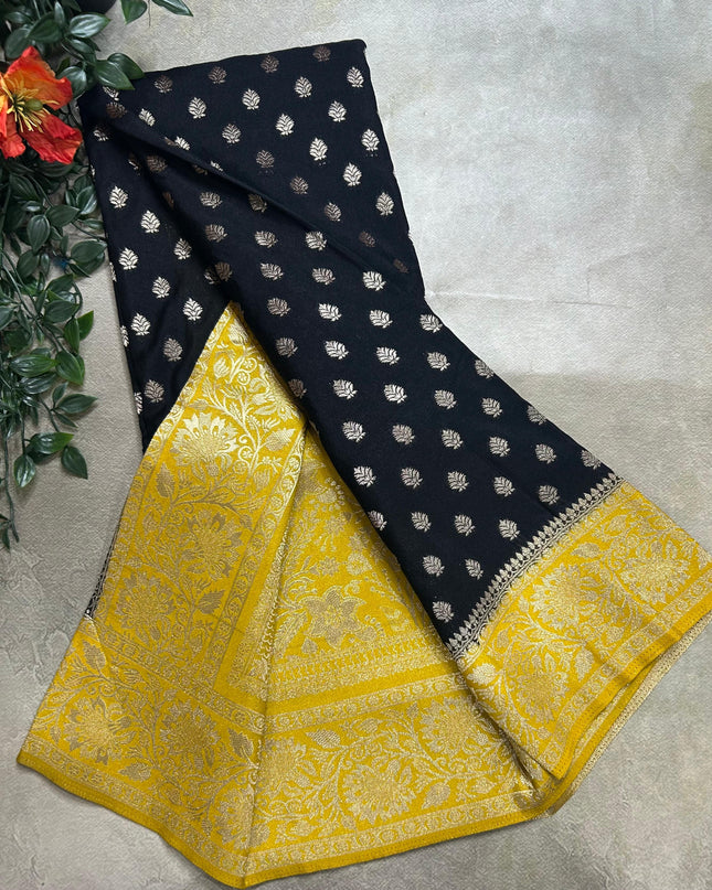 Black n yellow  2 semi georgette SG105  saree