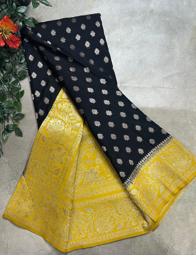 Black n yellow  2 semi georgette SG105  saree