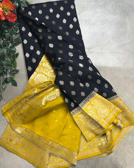Black n yellow  2 semi georgette SG105  saree