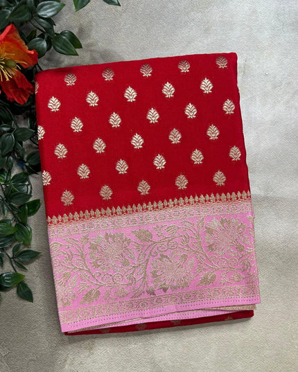 Red n light pink 2 semi georgette SG105 saree
