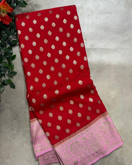 Red n light pink 2 semi georgette SG105 saree