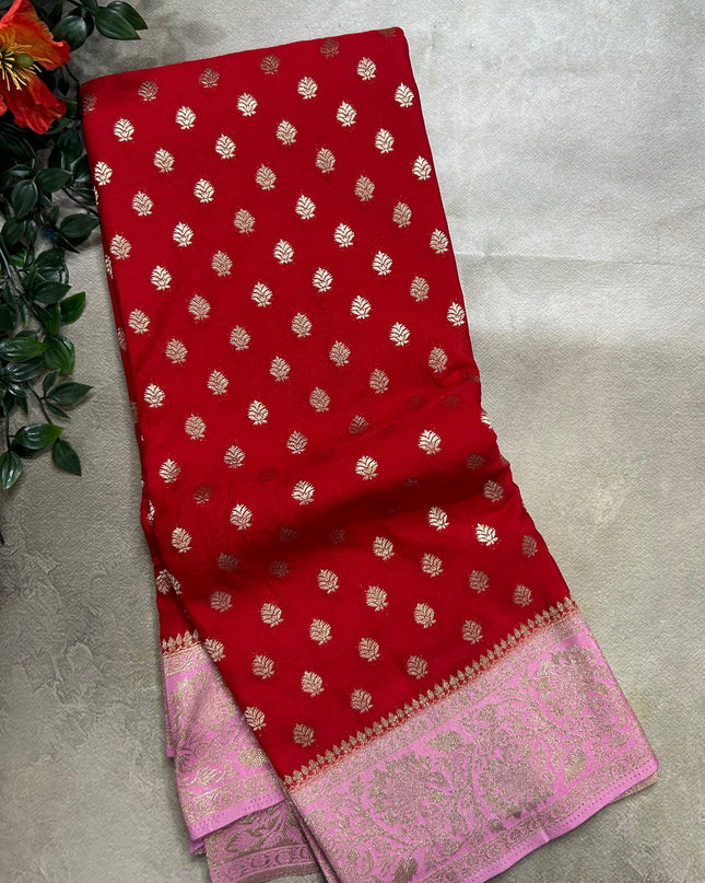 Red n light pink 2 semi georgette SG105 saree