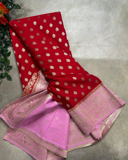 Red n light pink 2 semi georgette SG105 saree