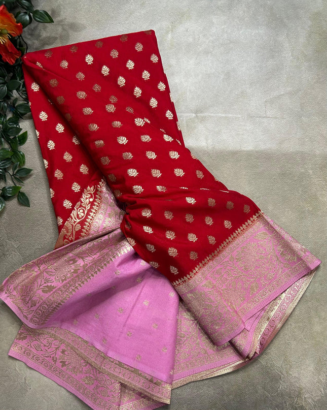 Red n light pink 2 semi georgette SG105 saree