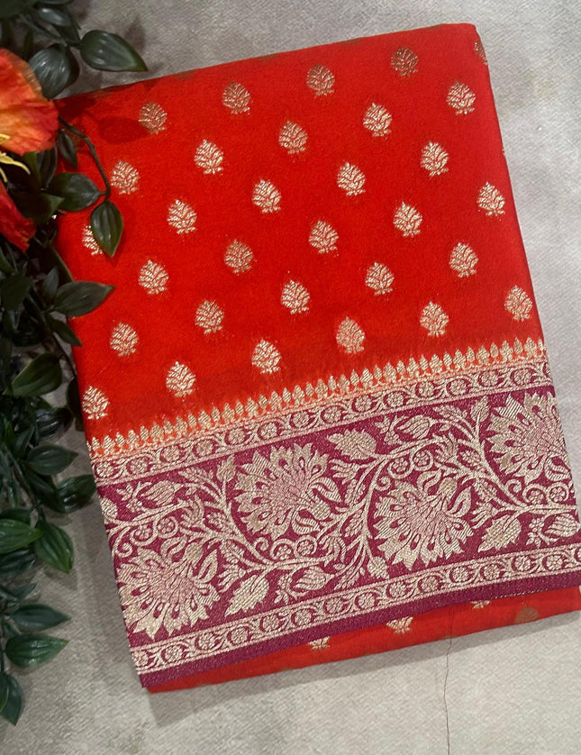 Orange n pink 2 semi georgette SG105 saree