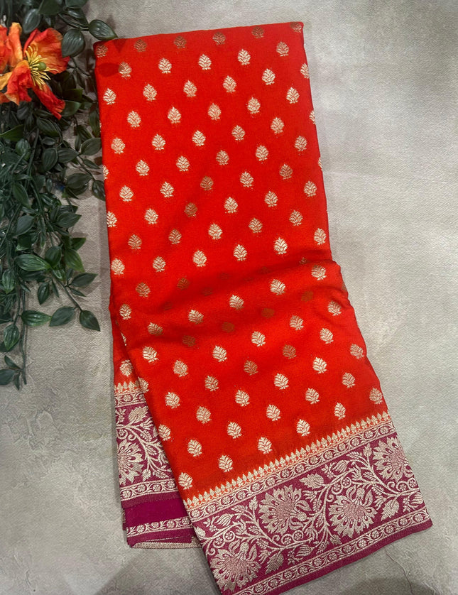Orange n pink 2 semi georgette SG105 saree