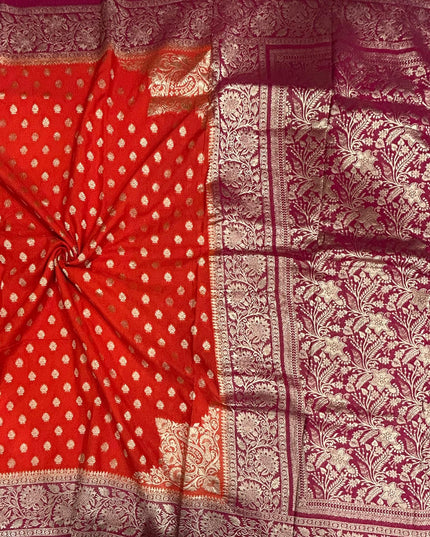 Orange n pink 2 semi georgette SG105 saree