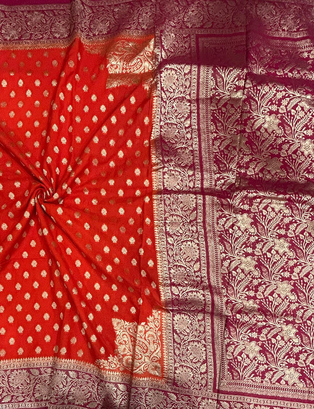 Orange n pink 2 semi georgette SG105 saree